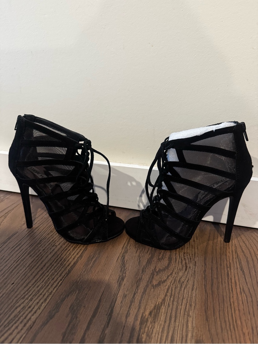 Steve Madden Black Strappy Lace-Up High Heel Sandals